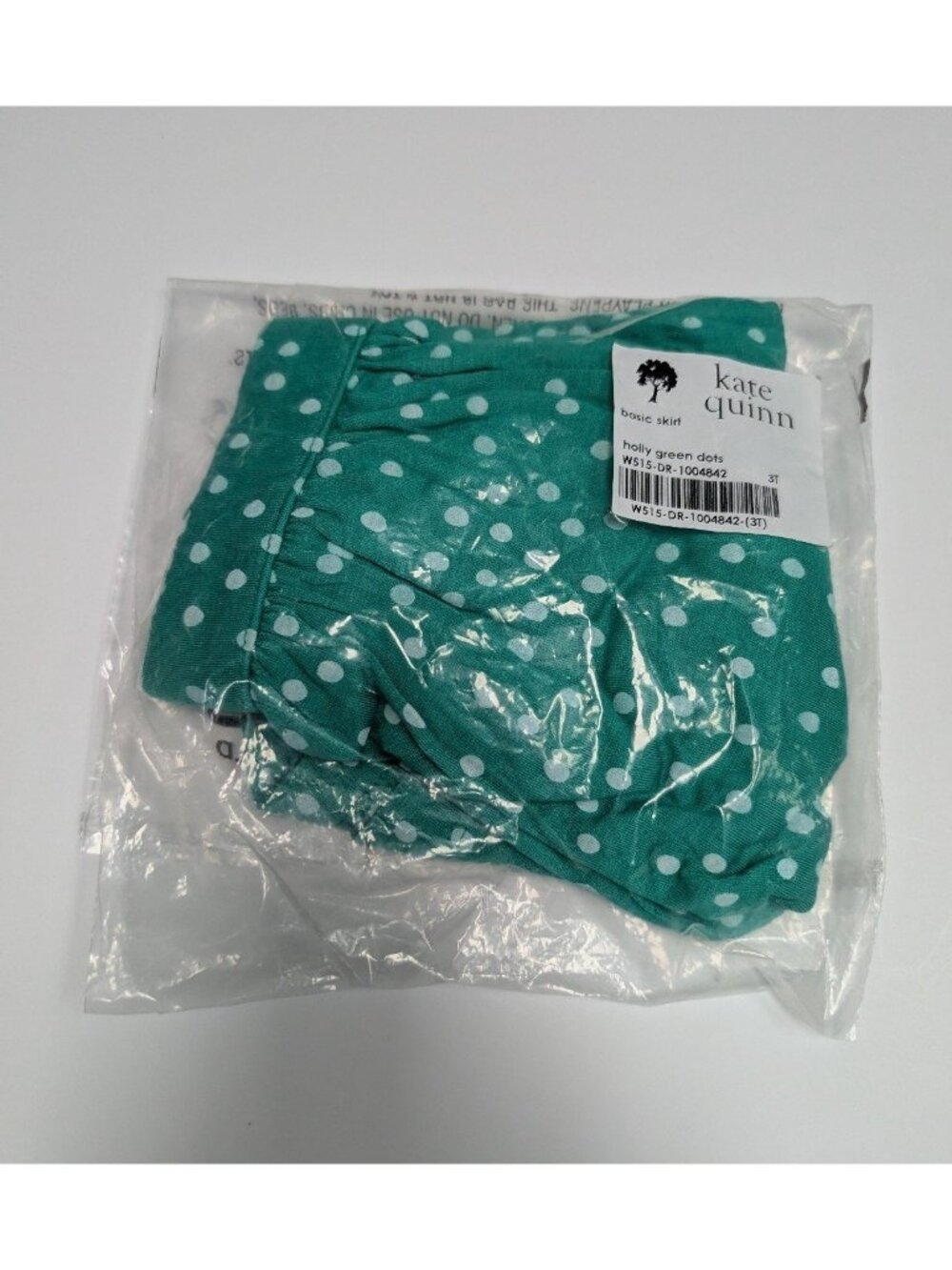 Kate Quinn Bamboo Holly Green Dots 3T Basic Skirt Polka Dot